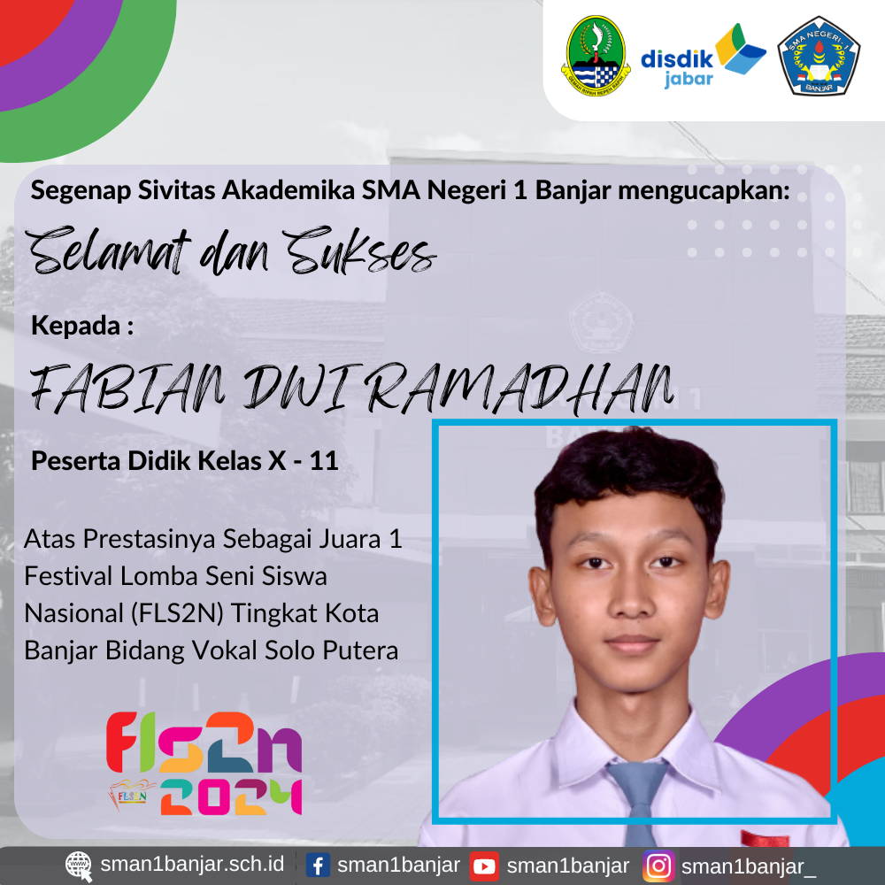 Juara 1 FLS2N-Vokal Solo Putra Tingkat Kota Banjar